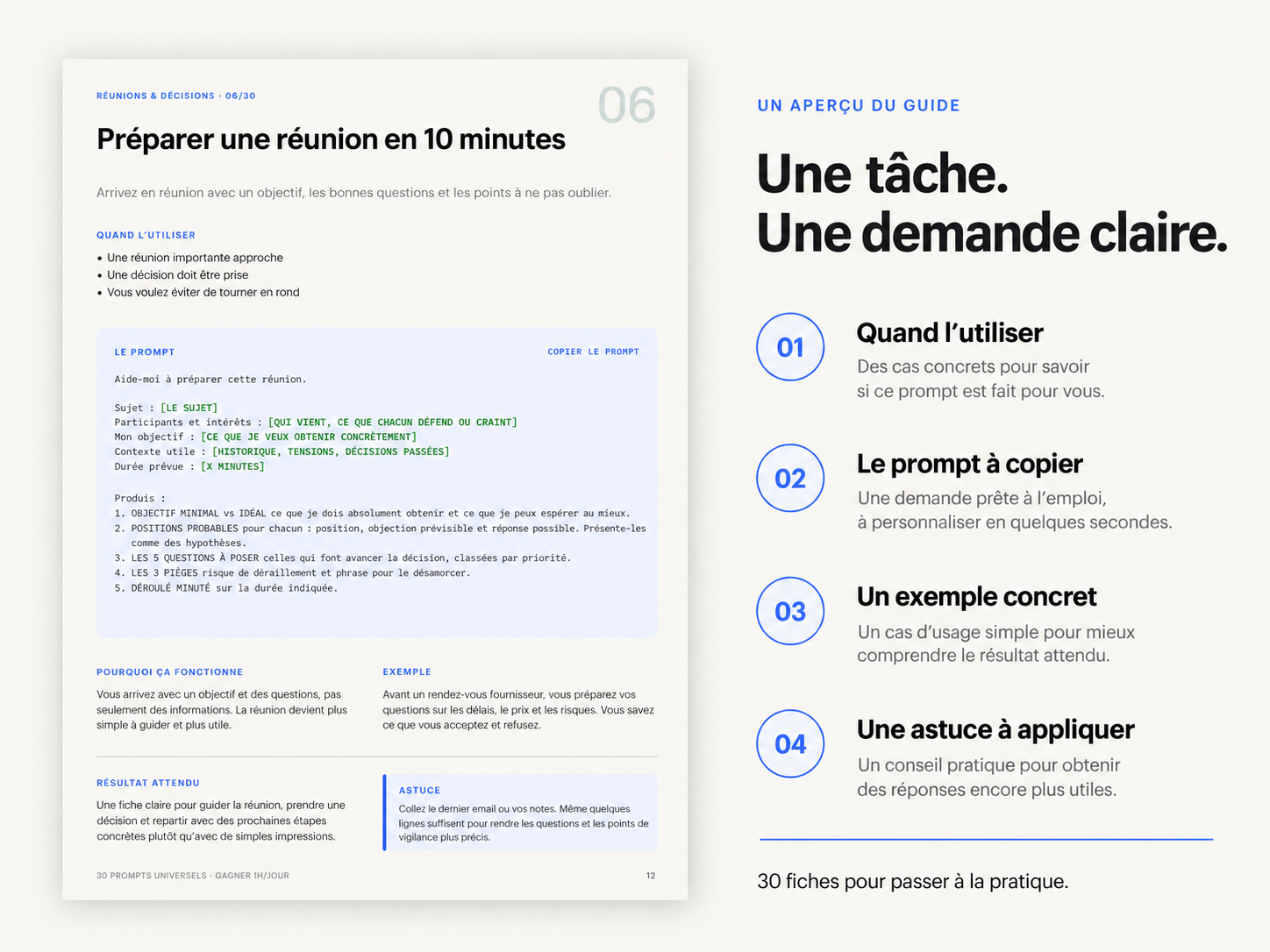 Aperçu illustré de la fiche Préparer une réunion en 10 minutes